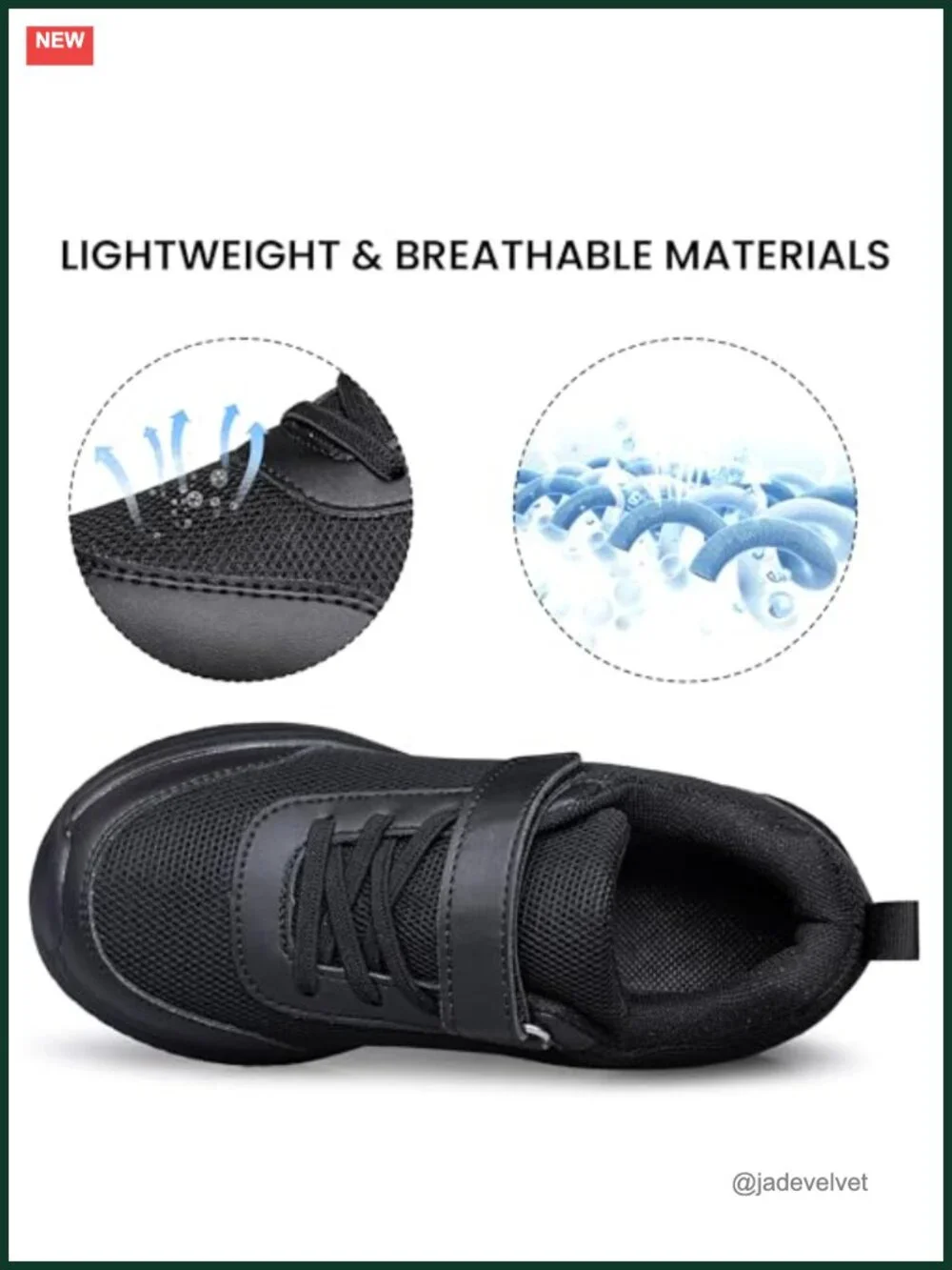 Lightweight Breathable Athletic Sneakers with Hook & Loop Closure